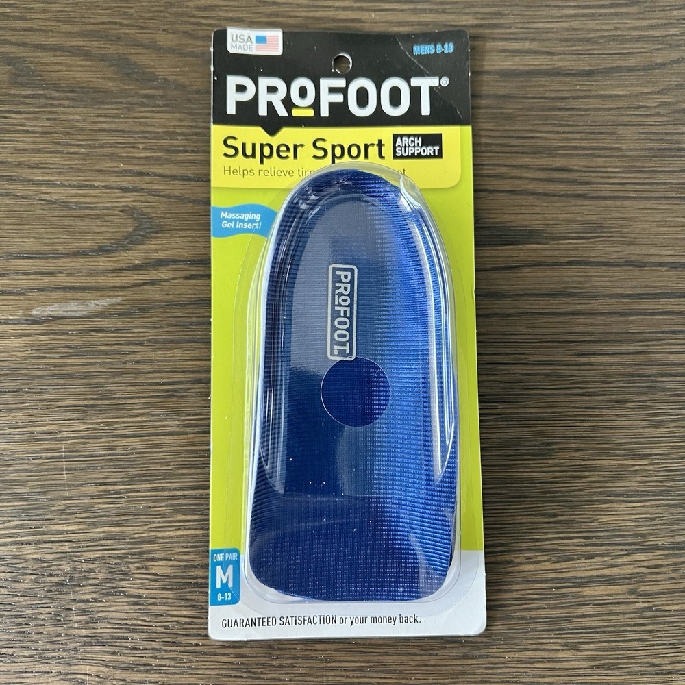 Pro Foot Men's 8-13 Super Sport Arch Support Massaging gel insert NEW